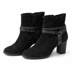 BARNEYS NEW YORK Women’s Black Suede Ankle Chunky Heel Boots 40